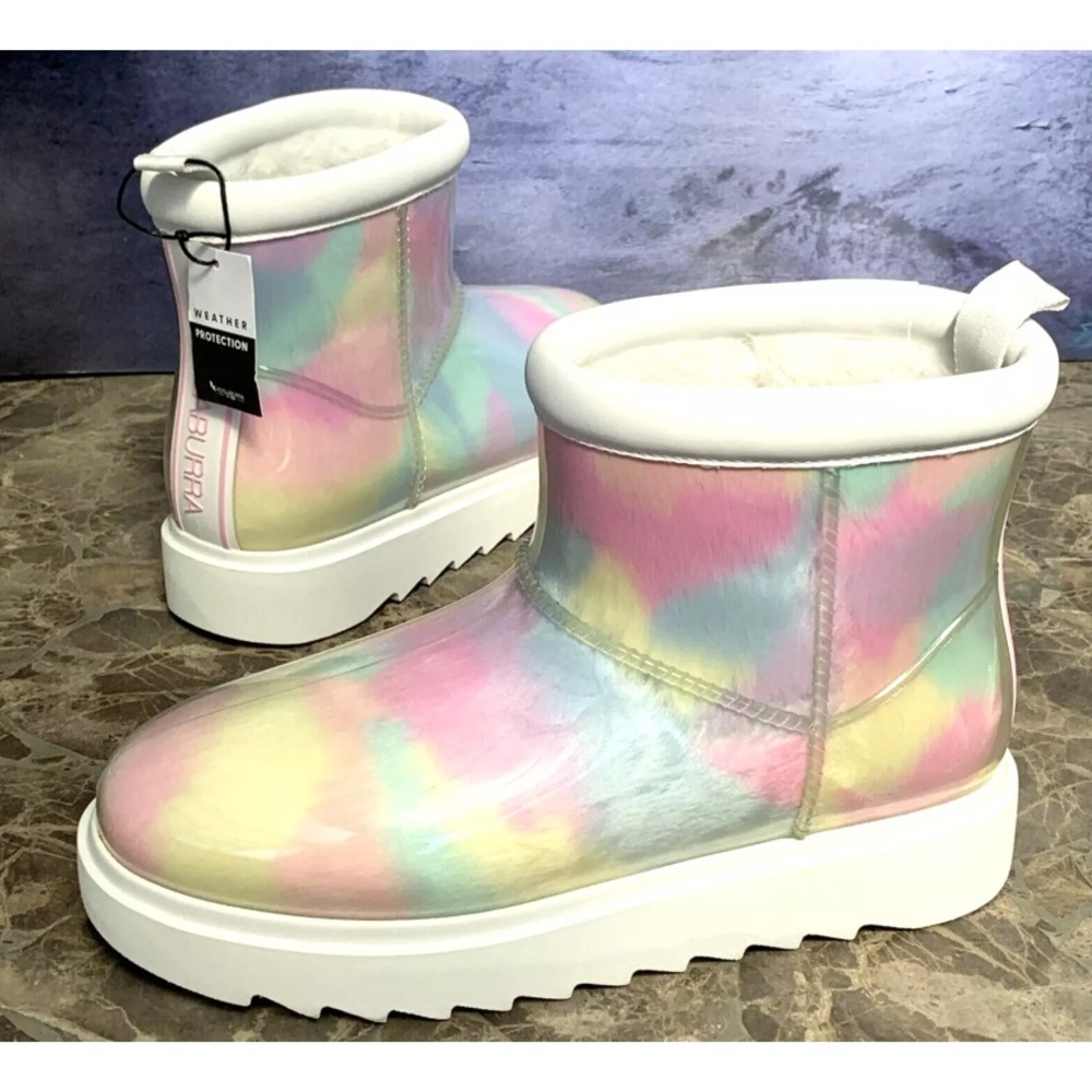 KOOLABURRA BY UGG KOOLA Clear Mini Colorful Ankle Boots 1131353 Faux Fur